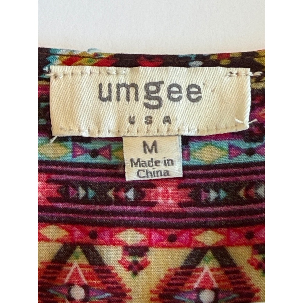 Umgee ‎ Boho Mixed Print Babydoll Tunic Dress Womens Pink Geometric M - Picture 6 of 6